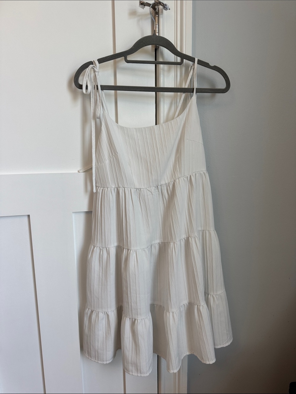 White Tiered Tie-Strap Sundress